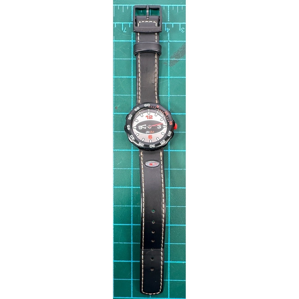 VTG Flik Flak Swatch Watch Black Rotating Bezel Crown Swiss Made New Battery
